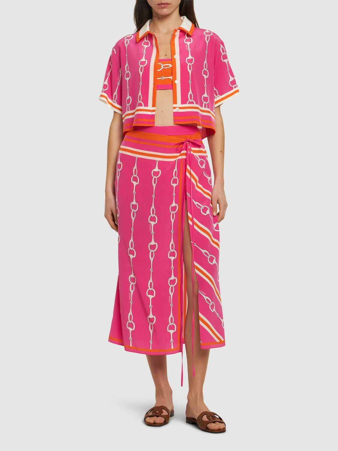 【送料&関税込】Gucci Wrap Skirt GUCCI Gucci floral print silk wrap skirt | REVERSIBLE