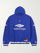 Balenciaga - Logo-Embroidered Cotton-Jersey Hoodie - Blue