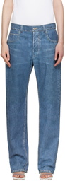 Bottega Veneta Blue Printed Leather Pants