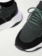 Berluti - Shadow Leather-Trimmed Stretch-Knit Sneakers - Black