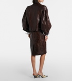 Saint Laurent Belted leather pencil skirt