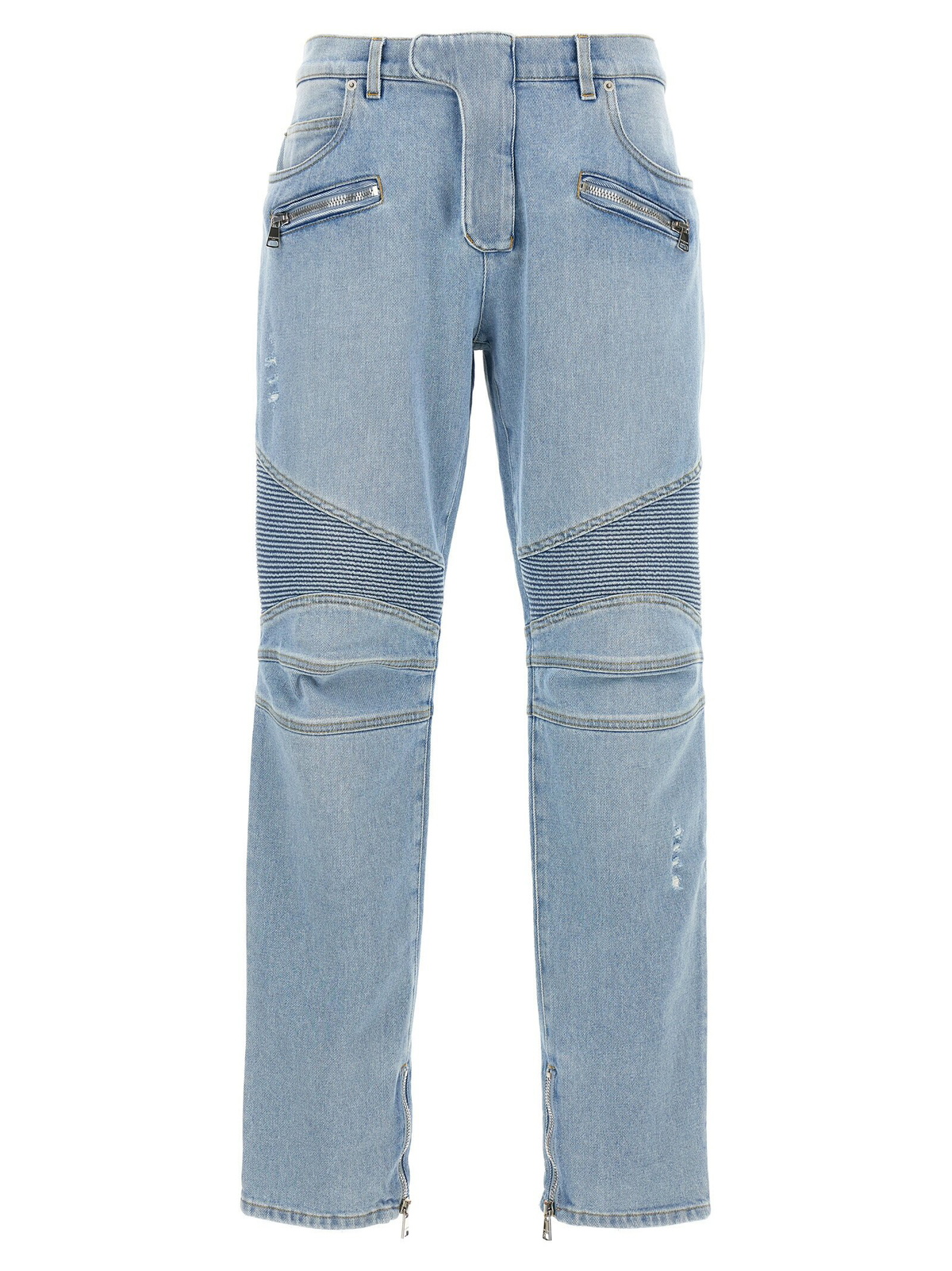 パンツ BALMAIN COATING BIKER JEANS Biker jeans in Grey quilted denim - Men | BALMAIN