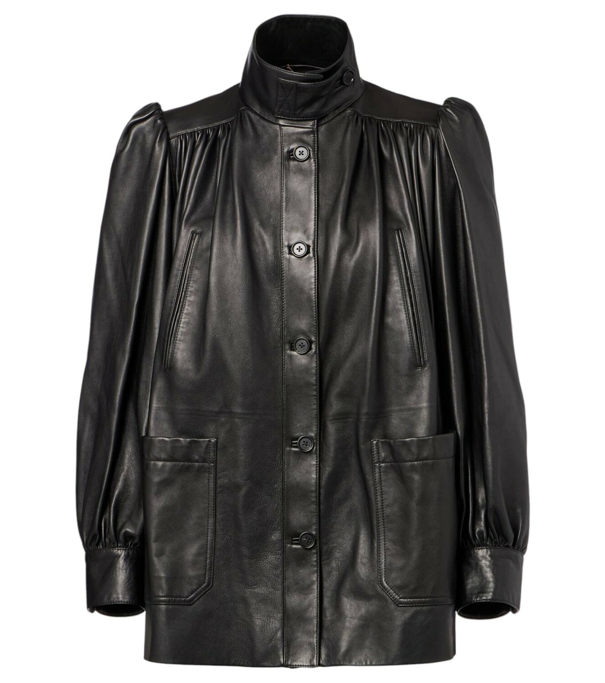 Chloe Women's Black Oversized Leather Jacket Size 40 (UK12