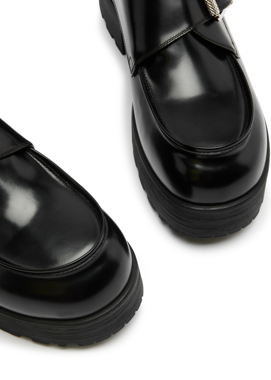 Givenchy Voyou Monk 50 Leather Loafers Black