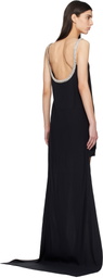 TOM FORD Black Crystal Embroidery Sleeveless Asymmetric Cocktail Maxi Dress
