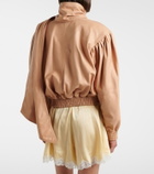 Chloé Scarf-detail cropped leather jacket