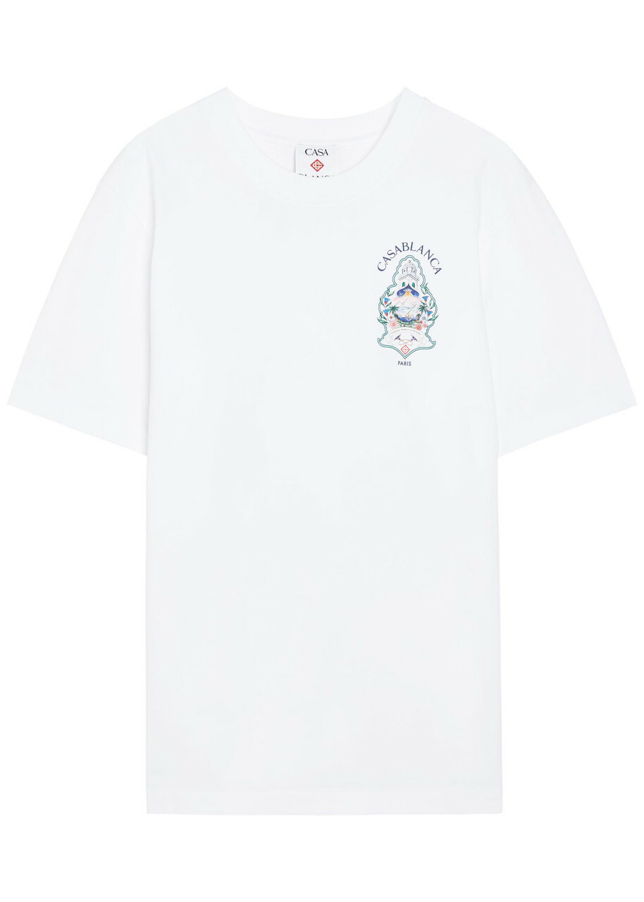 Casablanca Hotel Printed Cotton T-shirt White