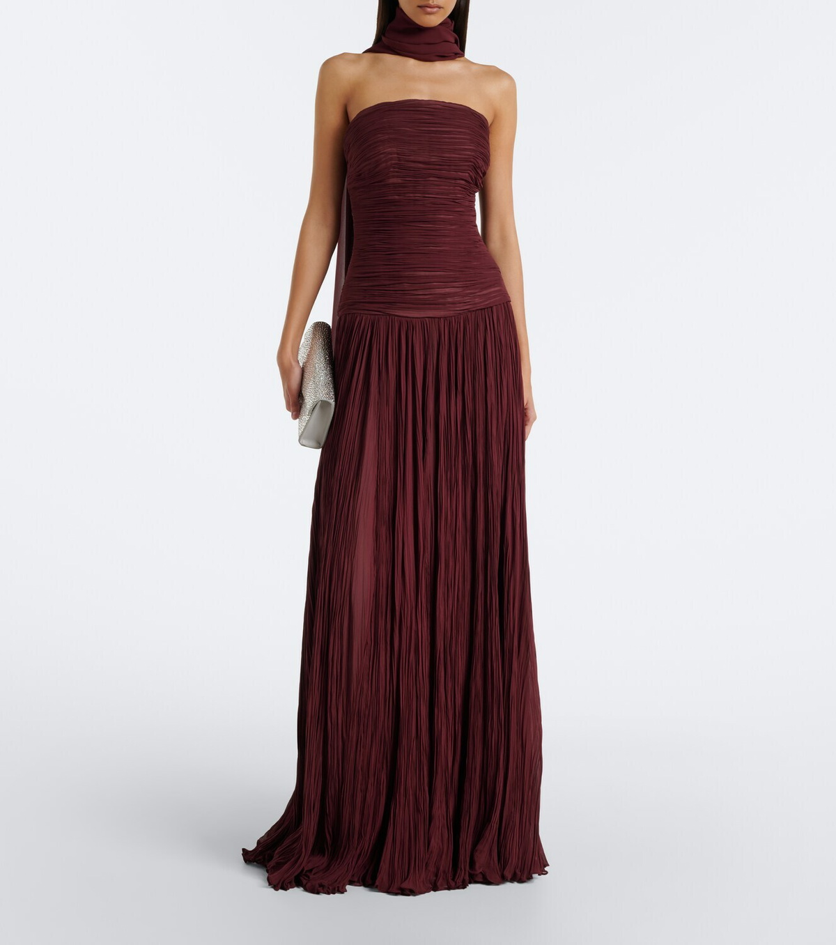 Marmar Halim Scarf-detail pleated corset gown