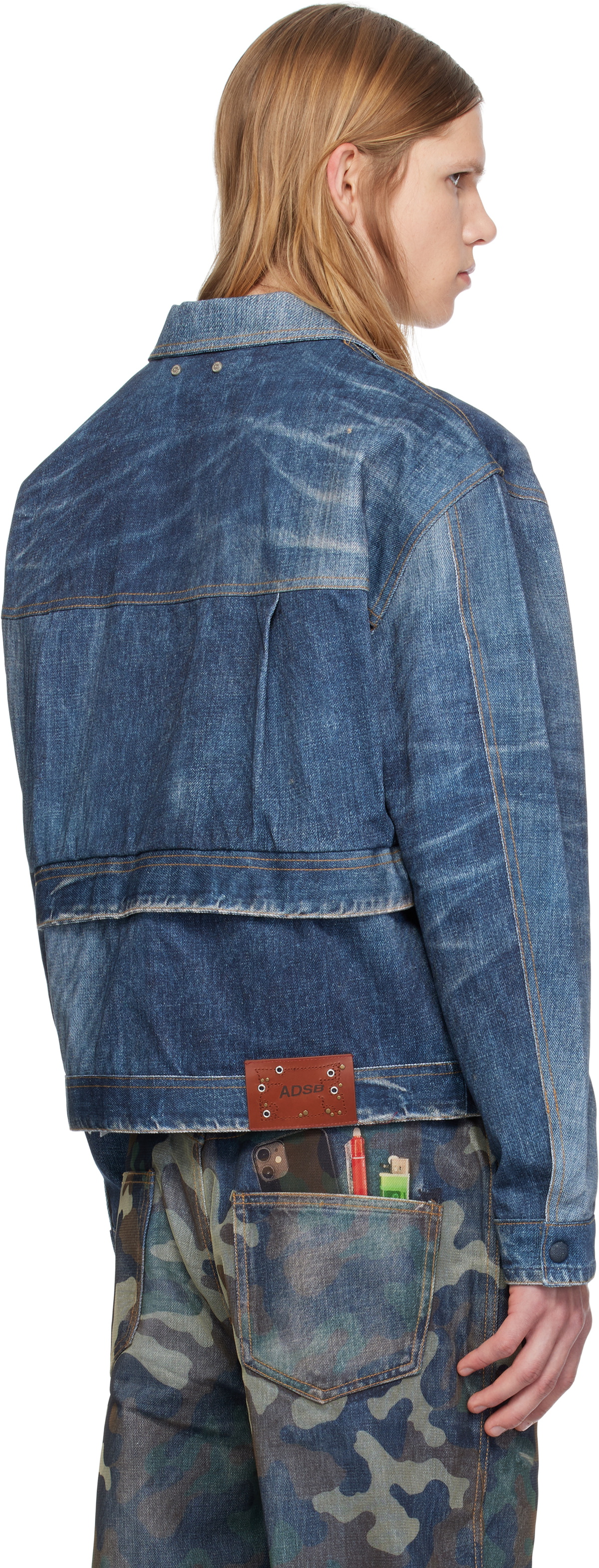 Andersson Bell Blue Trompe L'œil Double Waist Denim Jacket