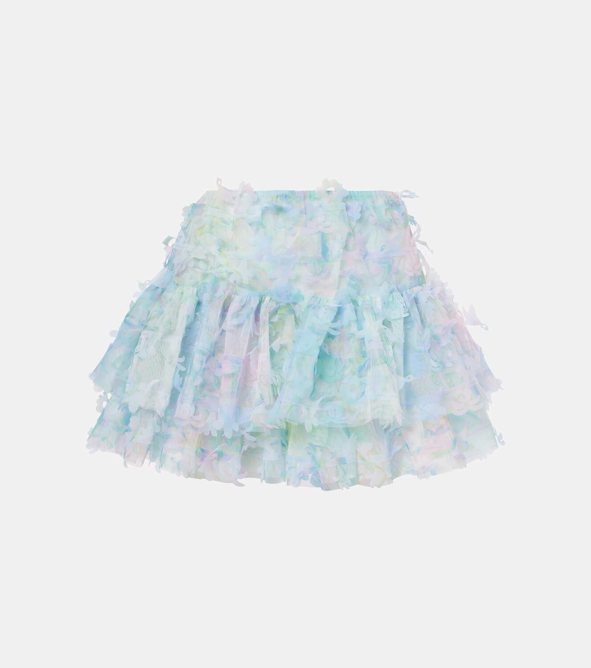 Susan Fang Floral-appliqué tiered tulle miniskirt