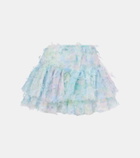 Susan Fang Floral-appliqué tiered tulle miniskirt