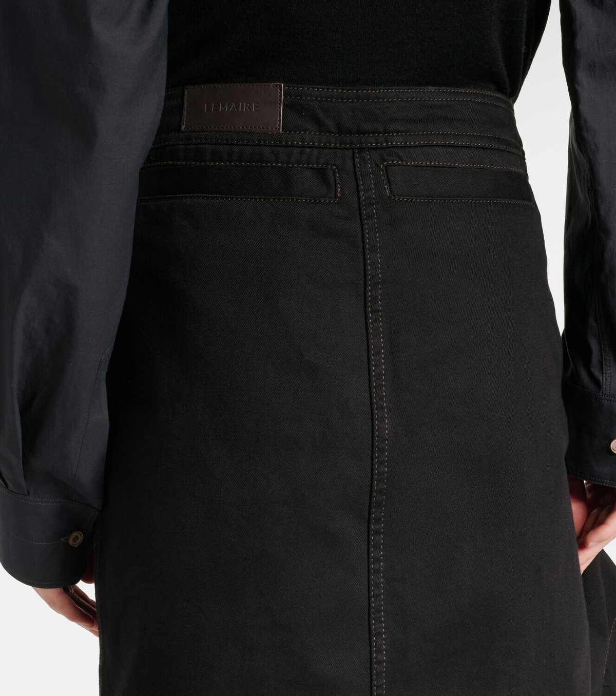 Lemaire Asymmetric denim midi skirt