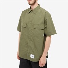 WTAPS Men's 2 2 Pocket Short Sleeve Ripstop Shirt in Olive Drab
