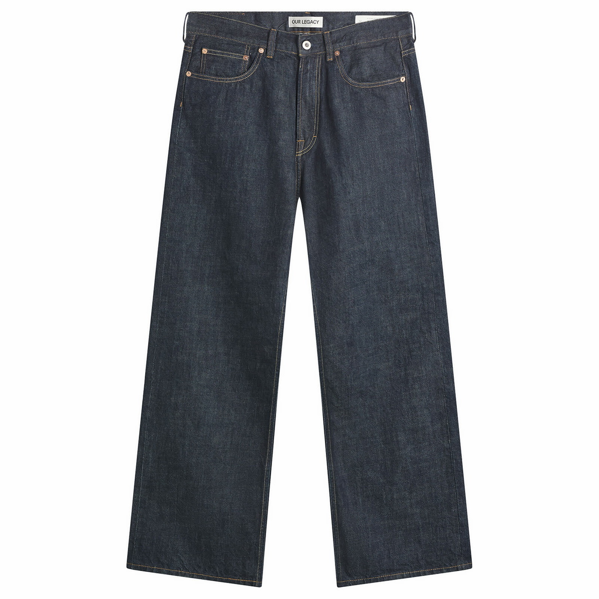 Our Legacy Men's Vast Cut Jeans in Vintage Rubber Repair Denim Our