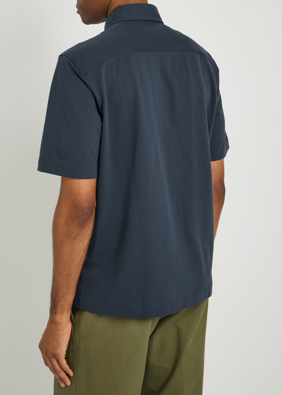Fred Perry Logo-embroidered Piqué Cotton Shirt Navy
