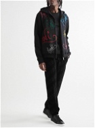 Fendi - Tapered Logo-Jacquard Cotton-Blend Velvet Sweatpants - Black