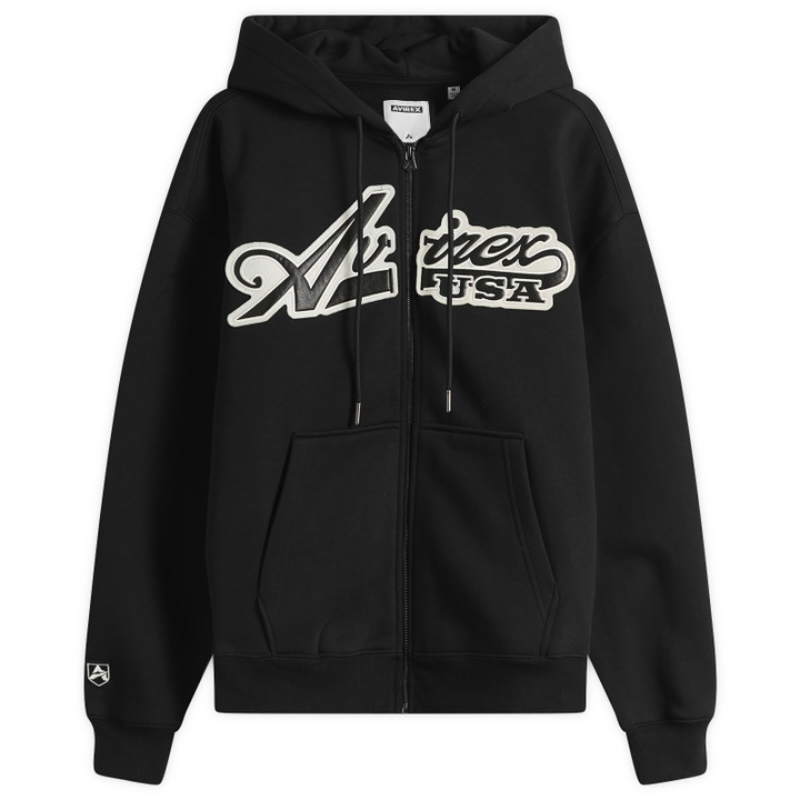Photo: Avirex Men's Script Logo Zip Hoodie in Black