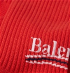 Balenciaga - Intarsia Stretch Cotton-Blend Socks - Men - Red