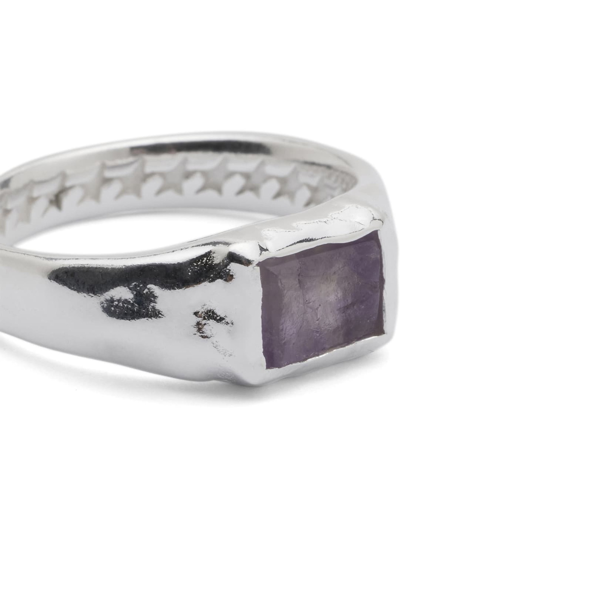 TwoJeys Rectangular Florite Stone Ring in Silver