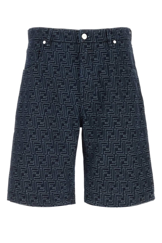 Photo: Fendi Embroidered Denim Bermuda Shorts