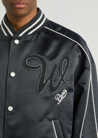 Wooyoungmi Logo-appliquéd Satin Bomber Jacket Navy