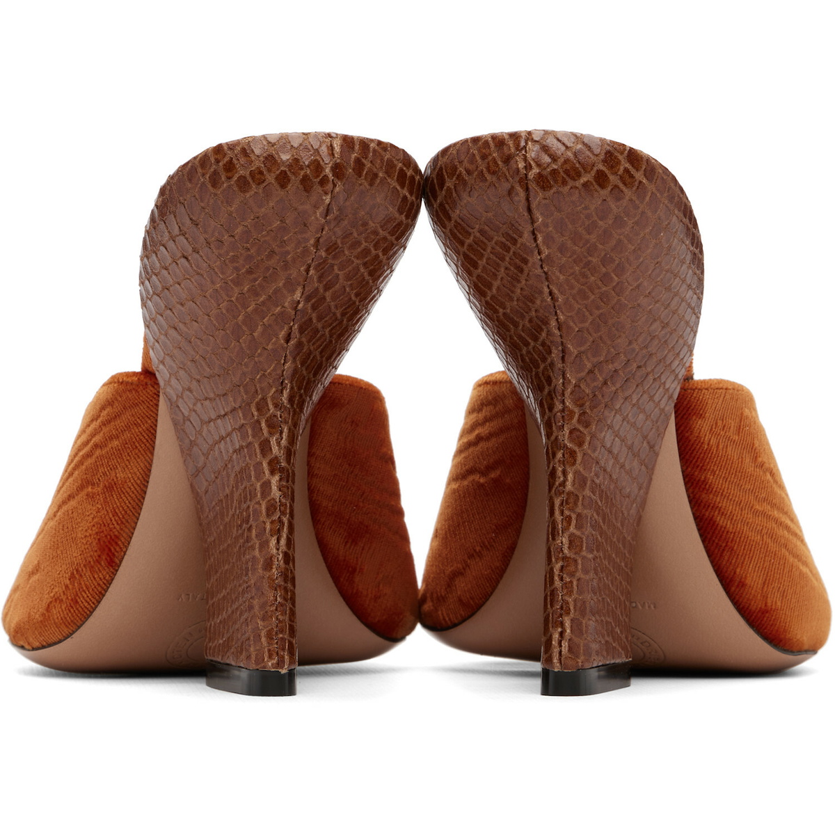 Dries Van Noten Orange Velvet Heeled Sandals
