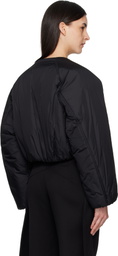 ALAÏA Black Nylon Pleated Bomber Jacket