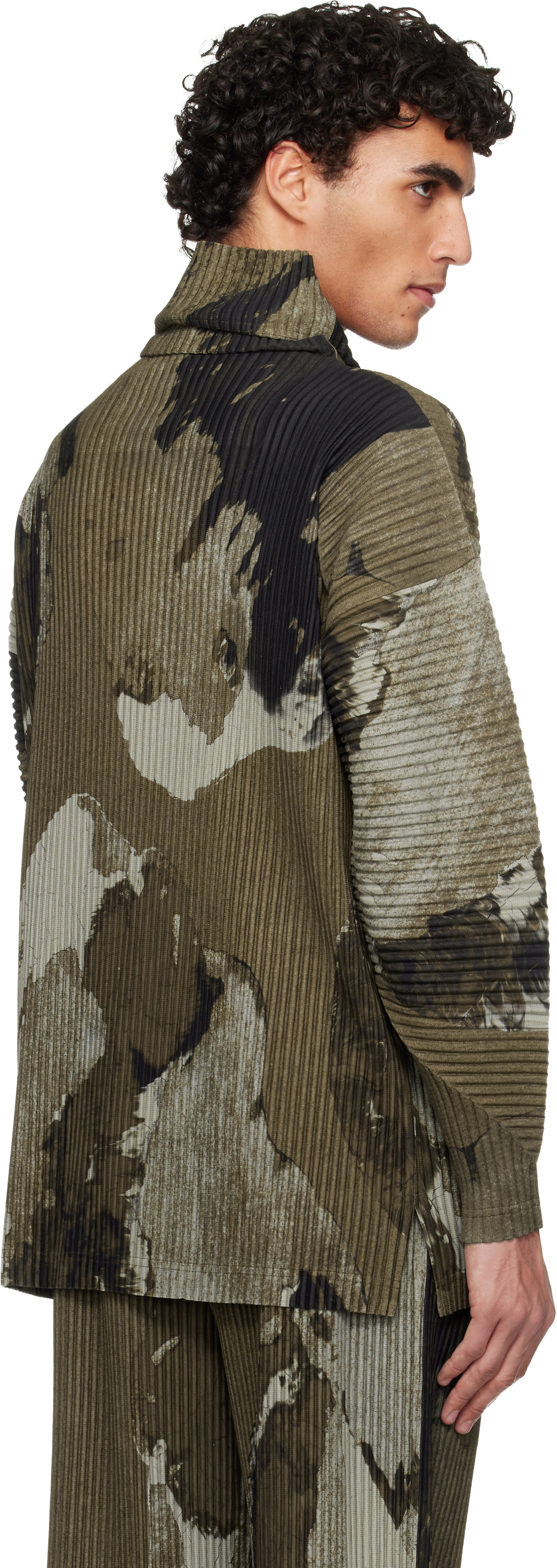HOMME PLISSÉ ISSEY MIYAKE Brown Painted Stone Top Homme Plisse 
