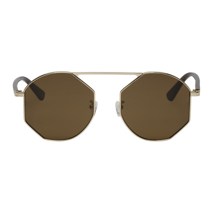 Photo: McQ Alexander McQueen Gold and Brown MQ0146 Sunglasses