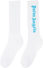 Palm Angels White & Blue Classic Logo Socks