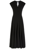 Another Tomorrow Cut-out Stretch-wool Midi Dress Black