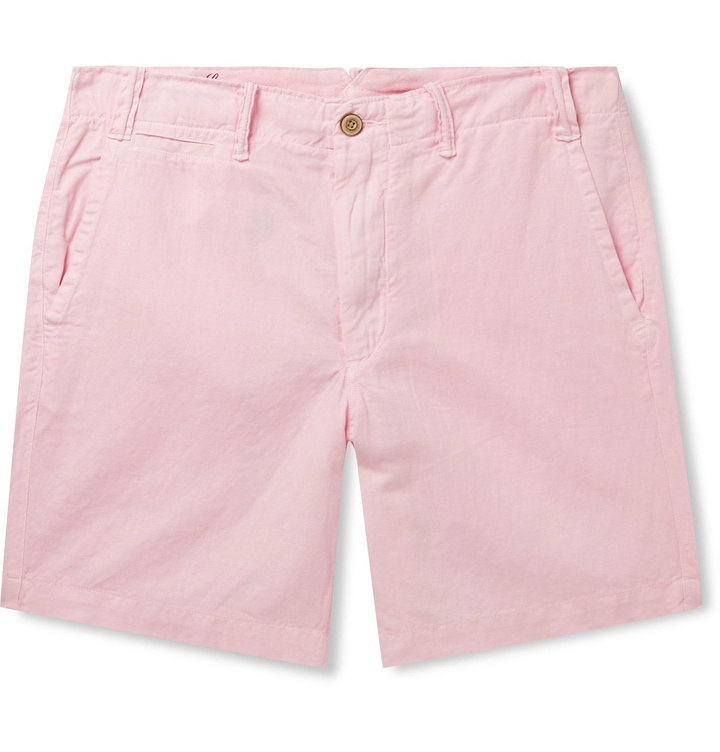 Photo: POLO RALPH LAUREN - Maritime Slim-Fit Linen and Cotton-Blend Shorts - Pink