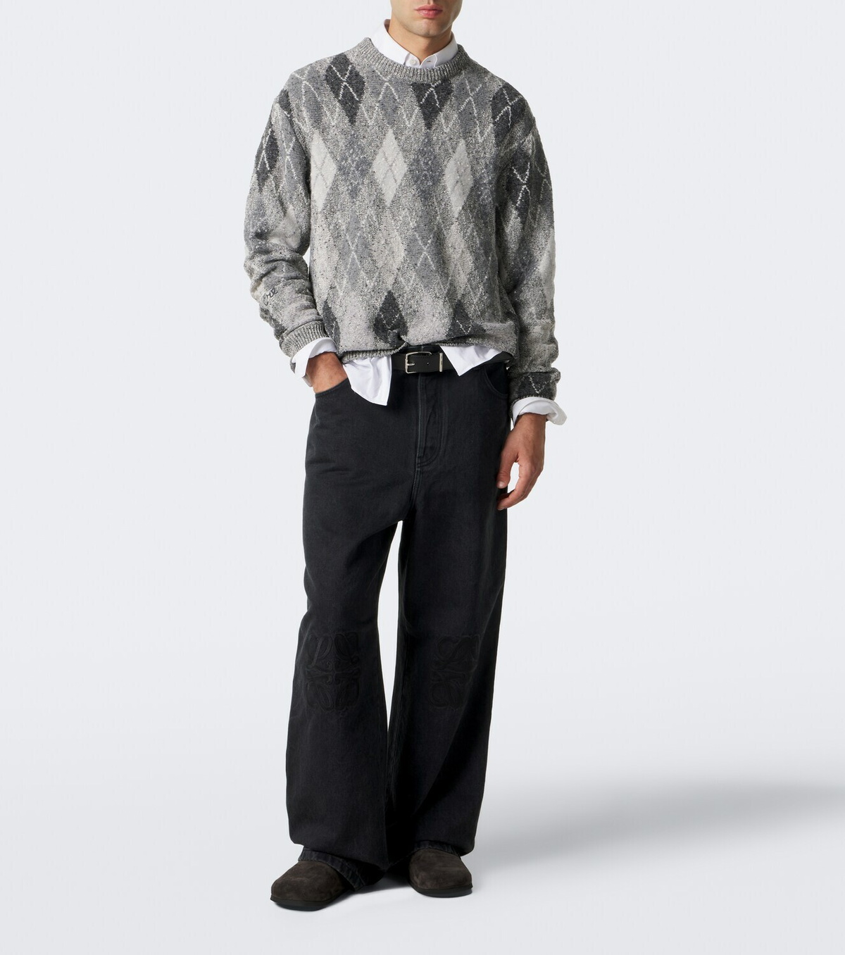 ERL Argyle cotton and wool-blend sweater
