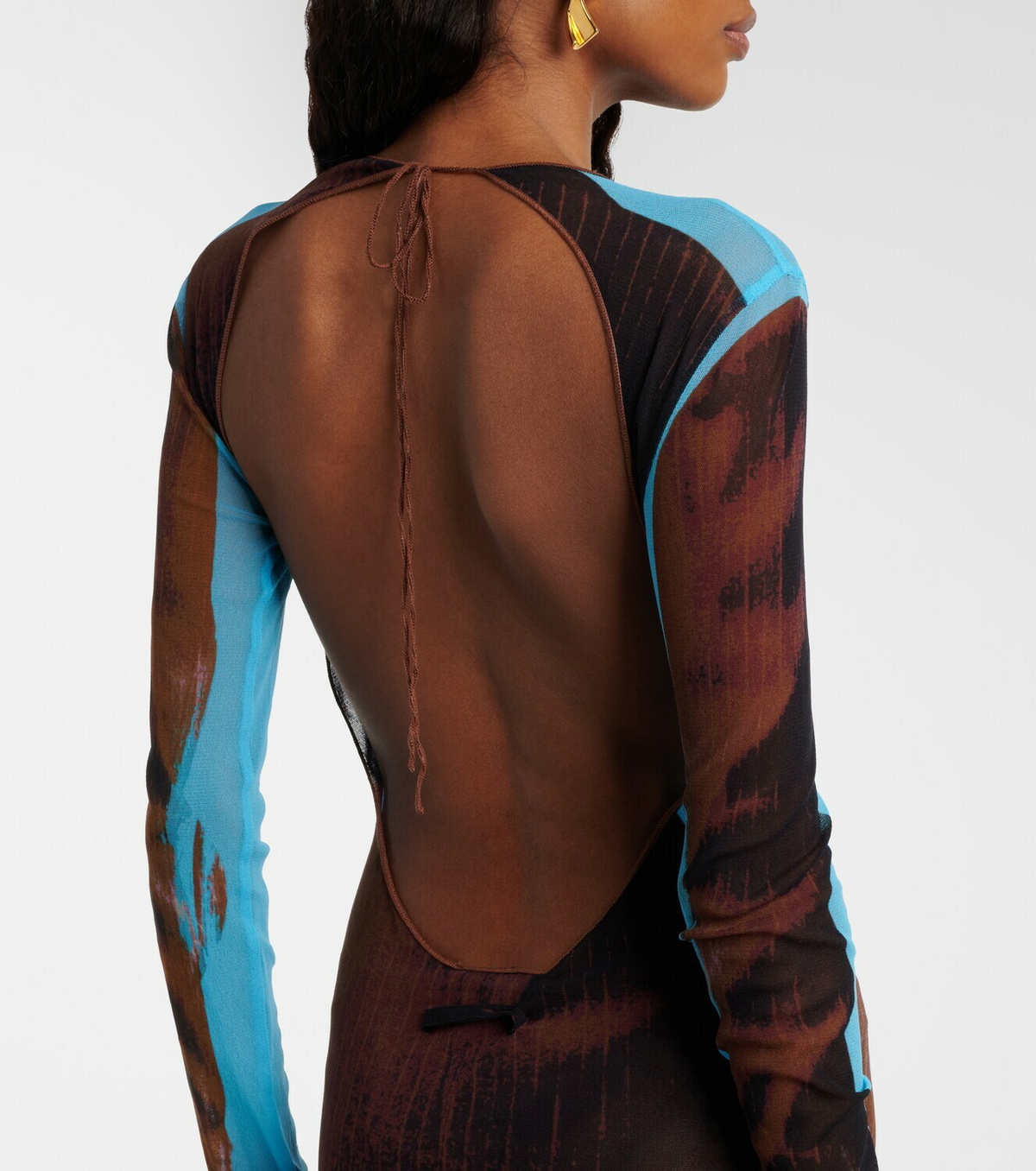 Jean Paul Gaultier Printed sheer maxi dress