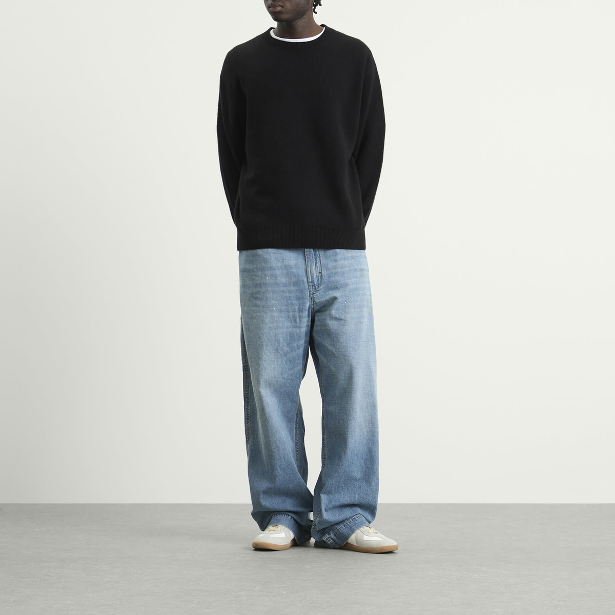 Maison Margiela Men's Wide Leg Jeans in Blue Washed
