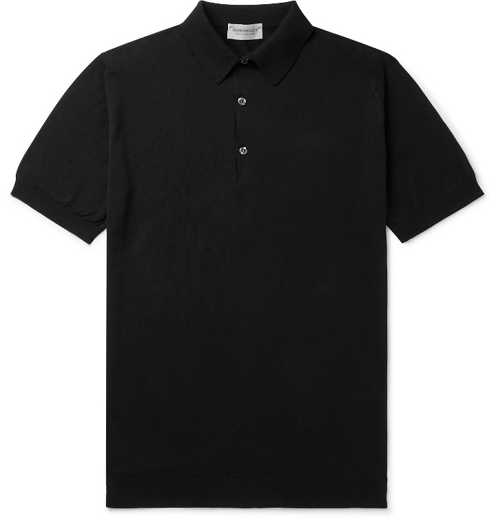 Photo: John Smedley - Adrian Slim-Fit Sea Island Cotton Polo Shirt - Black