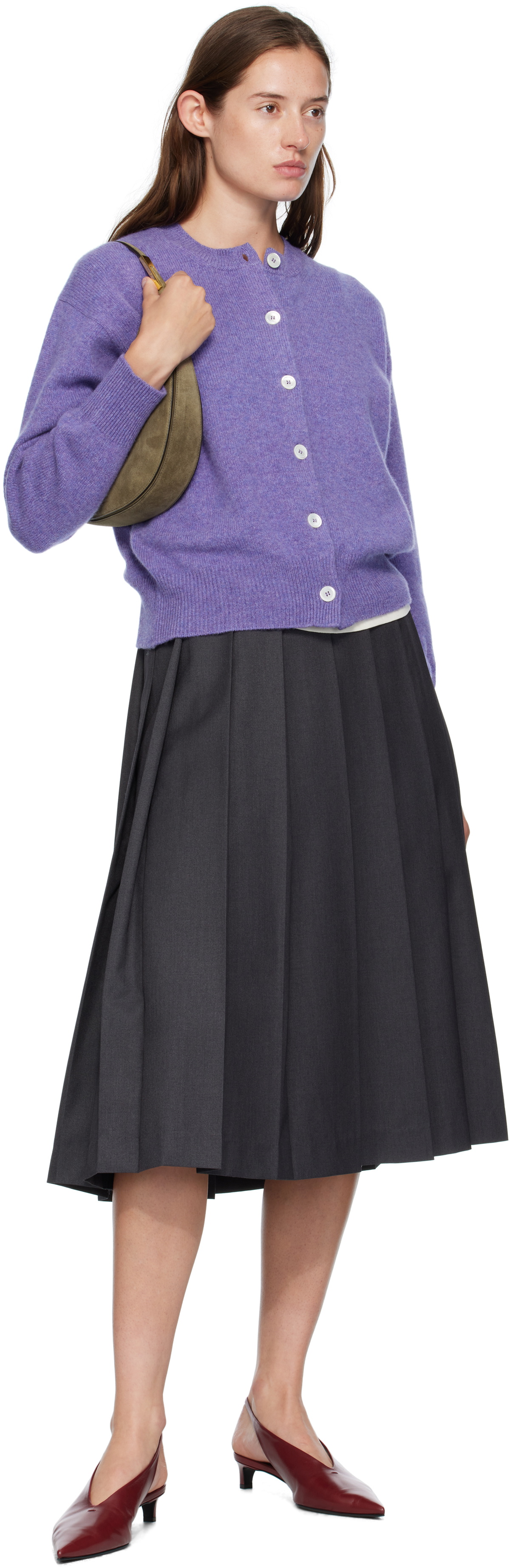 &Daughter Purple Ada Crewneck Cardigan
