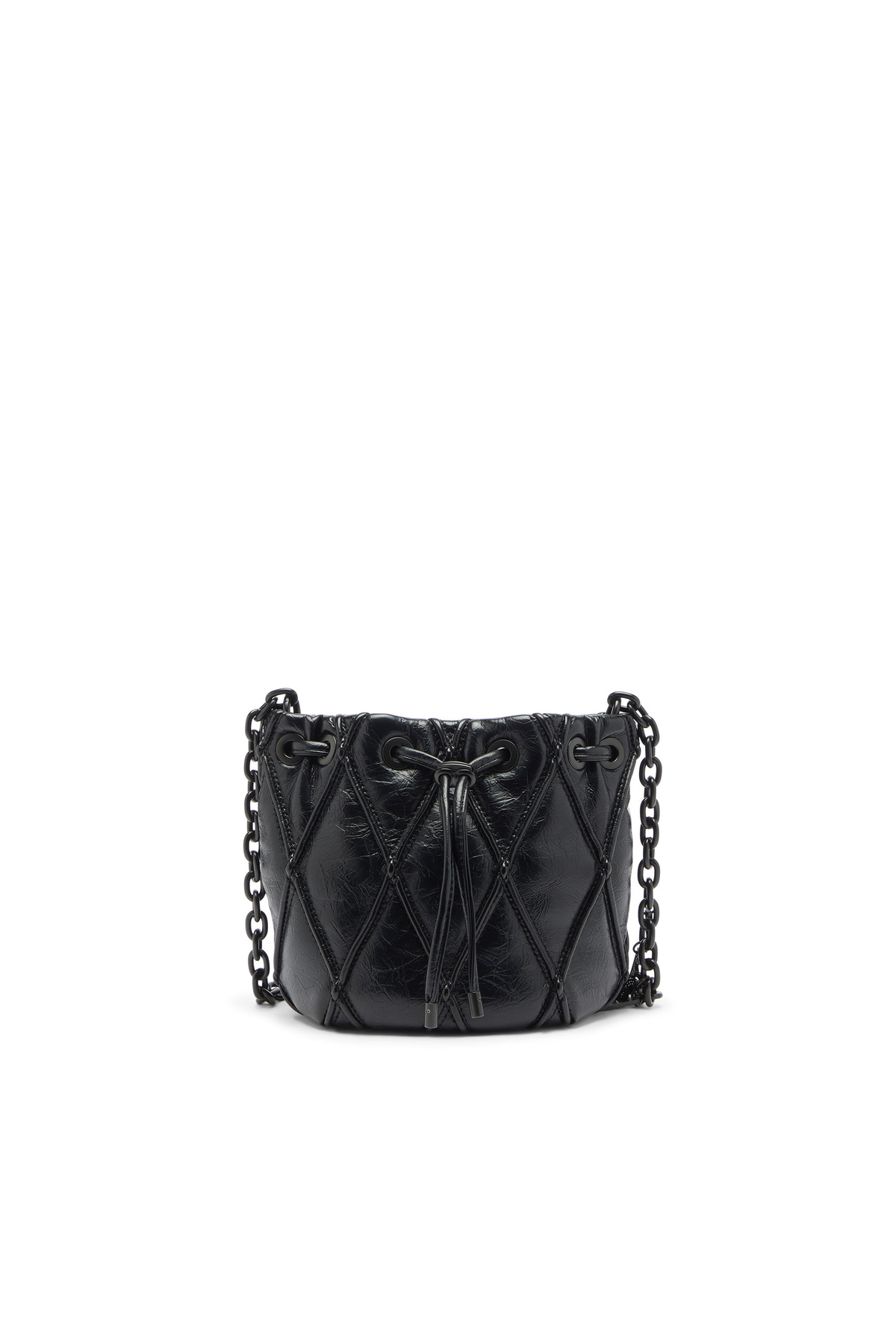 Diesel Charm-D - Bucket bag in shiny quilted PU - Shoulder Bags Womens in Black