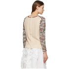 Tricot Comme des Garcons White and Navy Stripe Floral Sweater