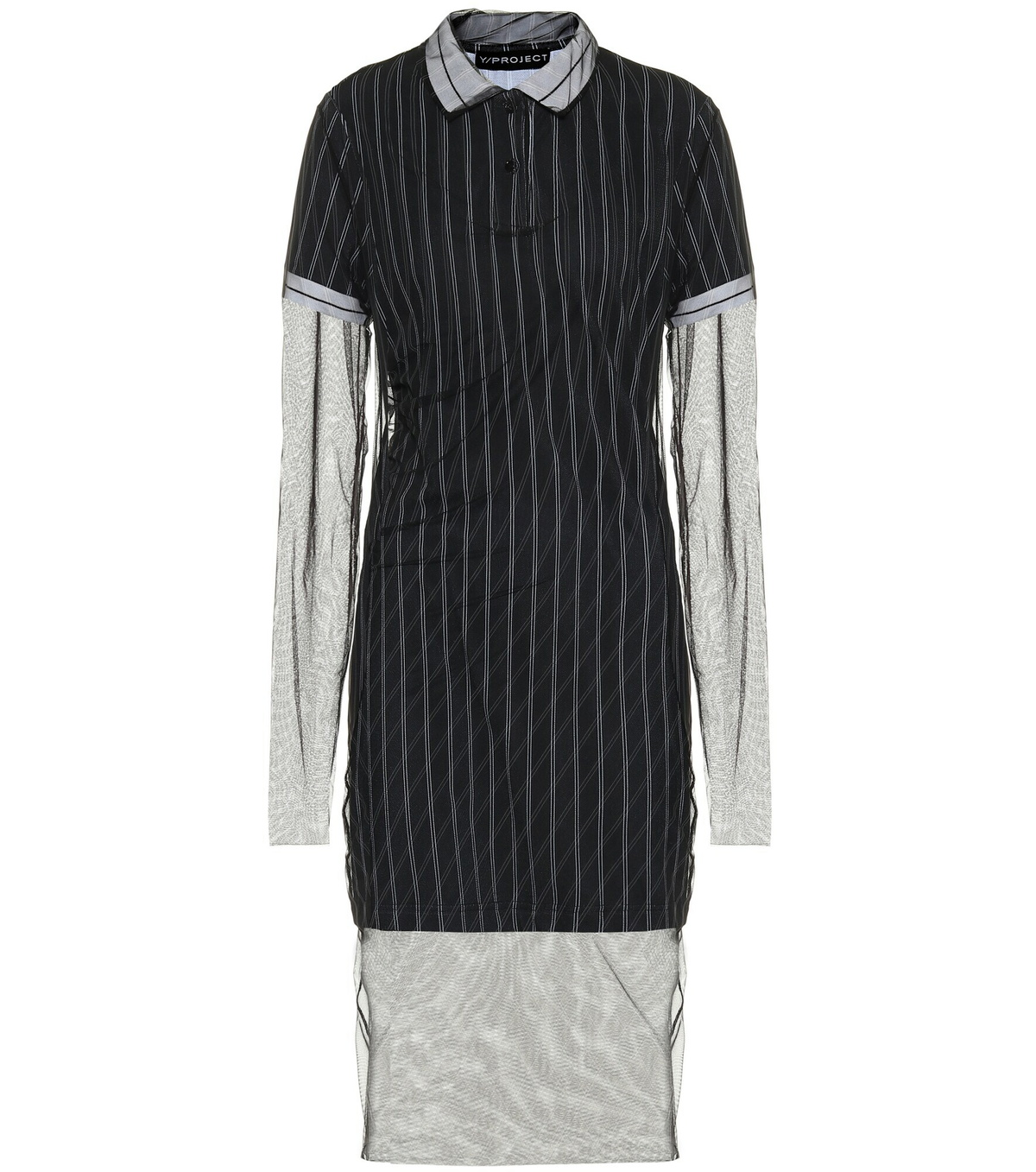 Y/Project - Striped cotton and tulle midi dress