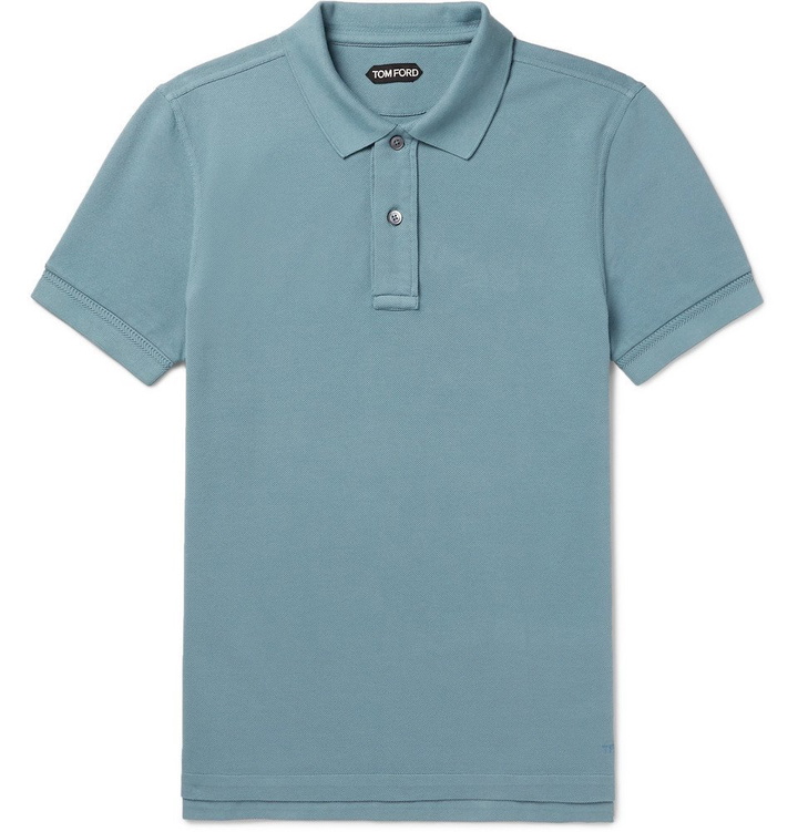 Photo: TOM FORD - Cotton-Piqué Polo Shirt - Men - Blue