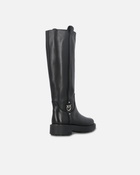 Pinko High Leather Boots With Logo Detail Limo Black