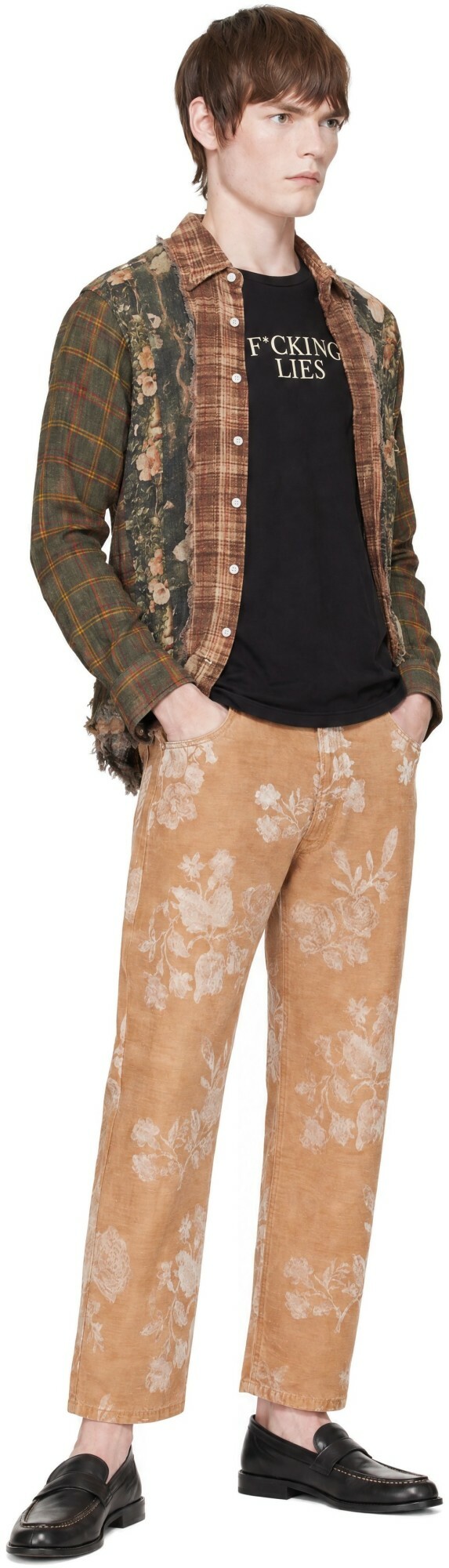 R13 Brown Drop Neck Shirt