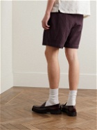 SMR Days - Straight-Leg Striped Cotton Drawstring Shorts - Burgundy