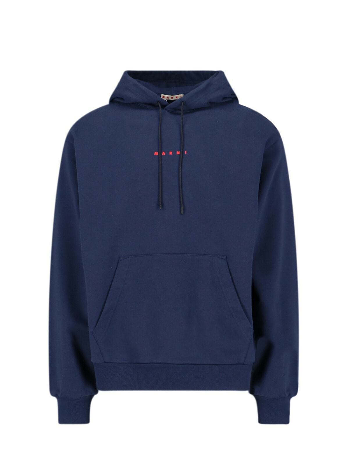 ★MARNI★ Logo Hood Blue Kianaite FUMU0073P8USCU87LOB95 FUMU Blue organic cotton hoodie with Marni print | Marni