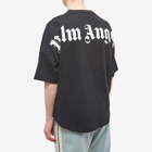 Palm Angels Men's Oversized Mock Neck Logo T-Shirt in Black/White