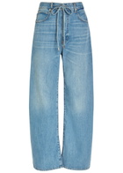 Frame The Off Duty Drawstring Bow Curved Wide-leg Jeans Blue