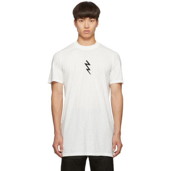 Rick Owens White Lightning Bolt Level T-Shirt Rick Owens