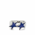 TwoJeys Icon Blue Enameled Single Ring in Silver