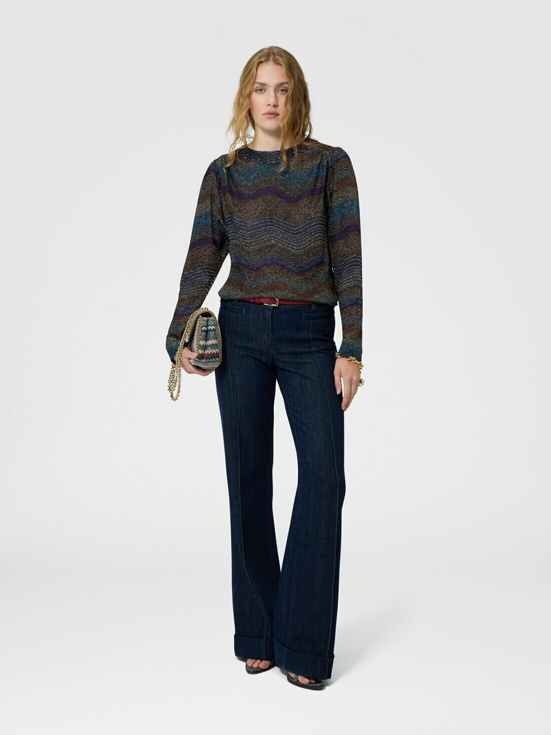 Missoni - Viscose lamé sweater with wave motif, Women, Multicoloured